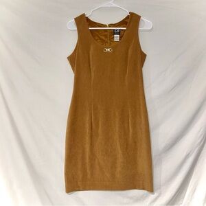 Vintage 80s 90s Faux Suede Women's Tan Mini Dress